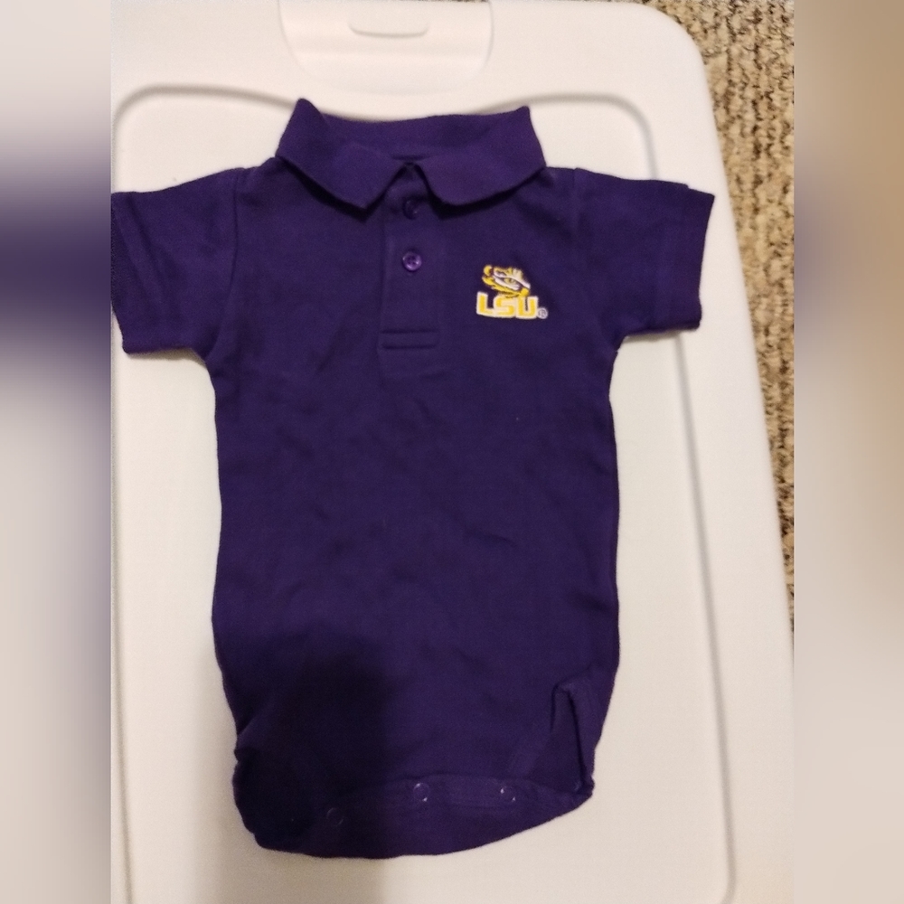 3-6 months LSU Polo Onesie